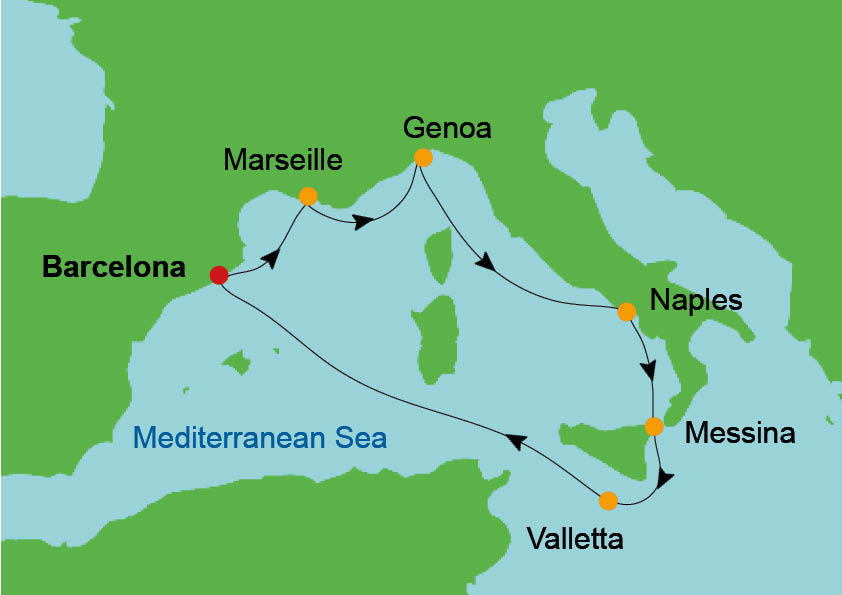 START BARCELONA EN ROME- MSC WORLD EUROPA